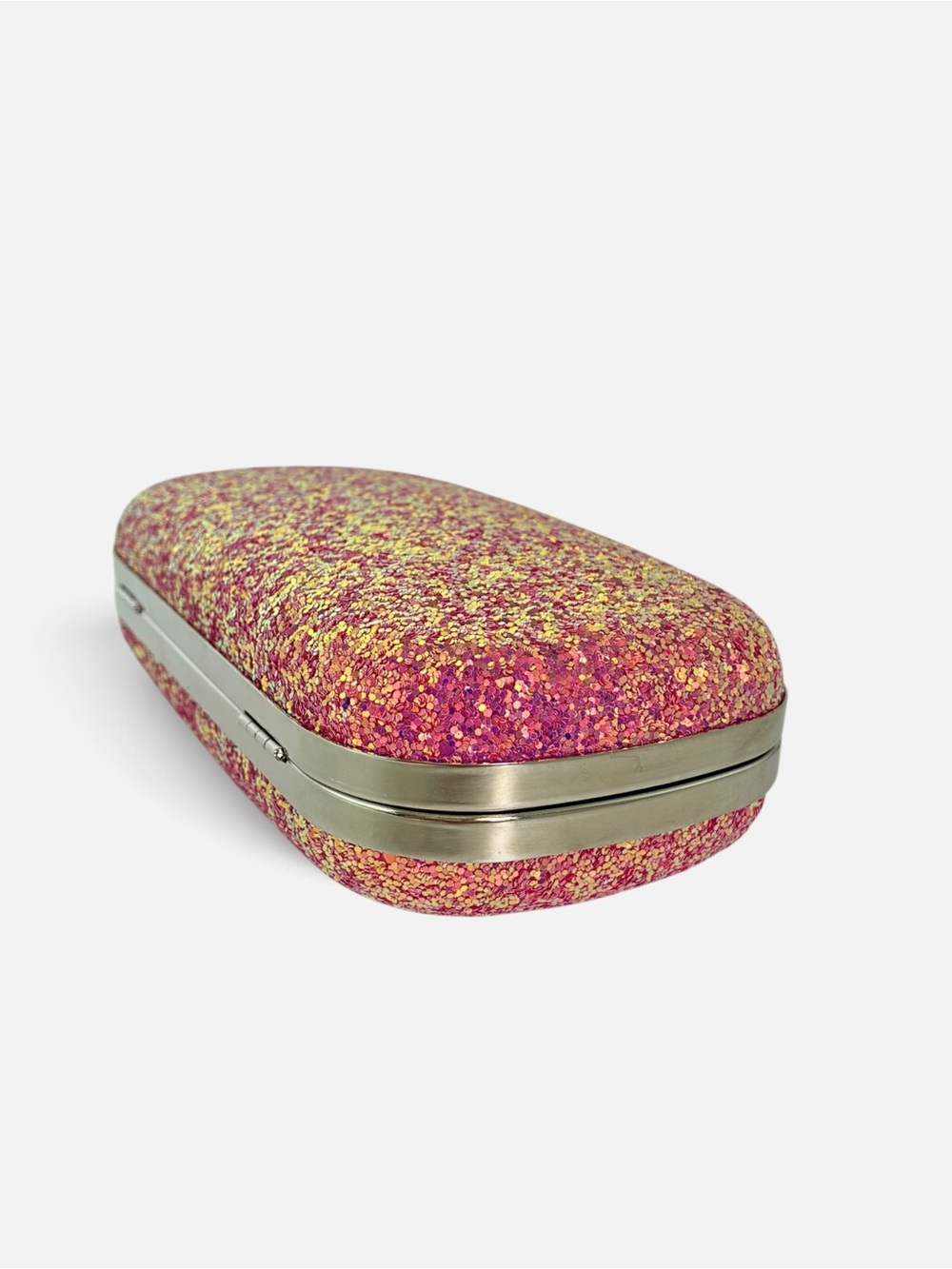 Pink Glitter Ring-Clasp Evening Clutch with Chain - Picture 7 of 9